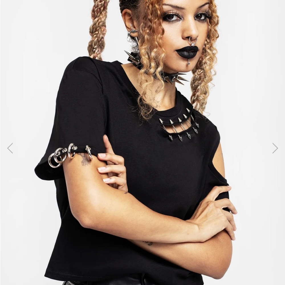 Disturbia Black Flutter Sleeve Cut-Out T-Shirt